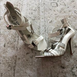jeffrey campbell White Python Heel Sandals 9 NEW